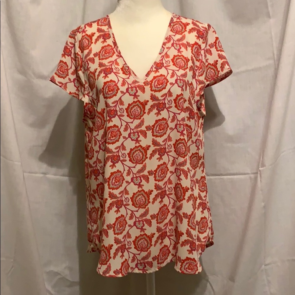 Papermoon Print Blouse Size Small - Cap Sleeve